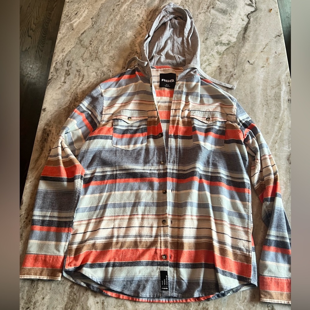 Men’s size L TSQ button up light hoodie (like new, worn once)